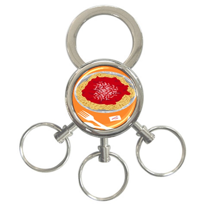 Instant Noodles Mie Sauce Tomato Red Orange Knife Fox Food Pasta 3-Ring Key Chains