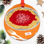 Instant Noodles Mie Sauce Tomato Red Orange Knife Fox Food Pasta Round Ornament (Two Sides) Front