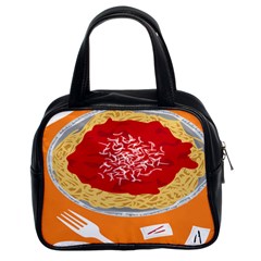 Instant Noodles Mie Sauce Tomato Red Orange Knife Fox Food Pasta Classic Handbags (2 Sides) by Mariart