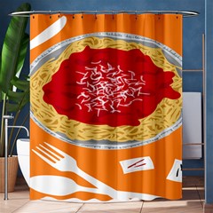 Instant Noodles Mie Sauce Tomato Red Orange Knife Fox Food Pasta Shower Curtain 60  x 72  (Medium) 