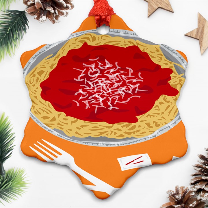 Instant Noodles Mie Sauce Tomato Red Orange Knife Fox Food Pasta Ornament (Snowflake)