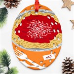 Instant Noodles Mie Sauce Tomato Red Orange Knife Fox Food Pasta Ornament (Oval Filigree) Front