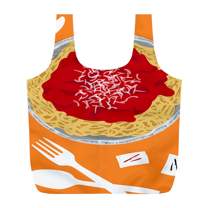 Instant Noodles Mie Sauce Tomato Red Orange Knife Fox Food Pasta Full Print Recycle Bags (L) 