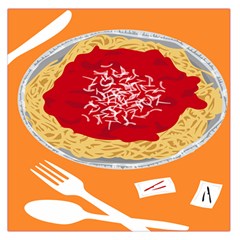 Instant Noodles Mie Sauce Tomato Red Orange Knife Fox Food Pasta Large Satin Scarf (square) by Mariart