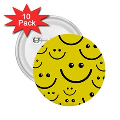 Linus Smileys Face Cute Yellow 2 25  Buttons (10 Pack)  by Mariart