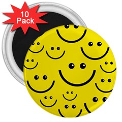 Linus Smileys Face Cute Yellow 3  Magnets (10 Pack)  by Mariart