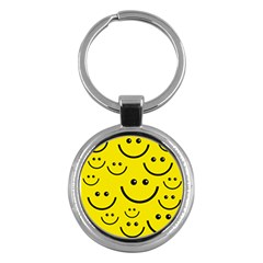 Linus Smileys Face Cute Yellow Key Chains (round)  by Mariart