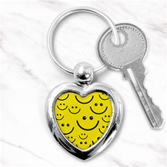 Linus Smileys Face Cute Yellow Key Chains (heart)  by Mariart