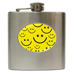 Linus Smileys Face Cute Yellow Hip Flask (6 Oz) by Mariart