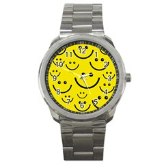 Linus Smileys Face Cute Yellow Sport Metal Watch by Mariart