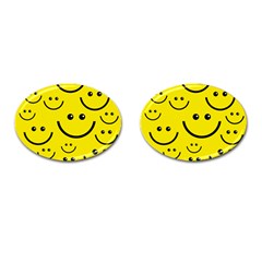 Linus Smileys Face Cute Yellow Cufflinks (oval) by Mariart