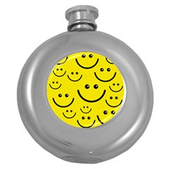 Linus Smileys Face Cute Yellow Round Hip Flask (5 Oz) by Mariart