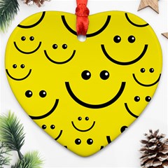 Linus Smileys Face Cute Yellow Heart Ornament (two Sides) by Mariart