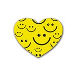 Linus Smileys Face Cute Yellow Rubber Coaster (Heart)  Front