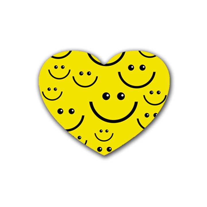 Linus Smileys Face Cute Yellow Rubber Coaster (Heart) 