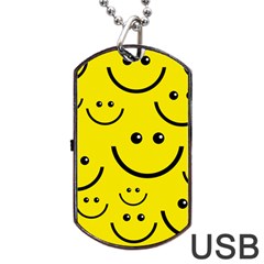 Linus Smileys Face Cute Yellow Dog Tag Usb Flash (one Side) by Mariart