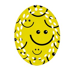 Linus Smileys Face Cute Yellow Oval Filigree Ornament (two Sides) by Mariart