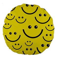 Linus Smileys Face Cute Yellow Large 18  Premium Round Cushions by Mariart