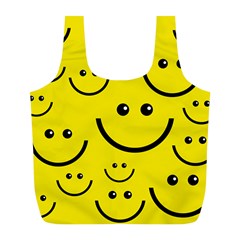 Linus Smileys Face Cute Yellow Full Print Recycle Bags (l)  by Mariart