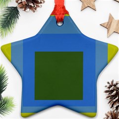 Plaid Green Blue Yellow Ornament (star) by Mariart