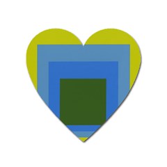 Plaid Green Blue Yellow Heart Magnet by Mariart