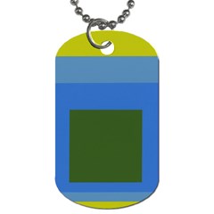 Plaid Green Blue Yellow Dog Tag (one Side) by Mariart