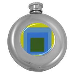 Plaid Green Blue Yellow Round Hip Flask (5 Oz) by Mariart