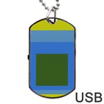 Plaid Green Blue Yellow Dog Tag USB Flash (Two Sides) Front