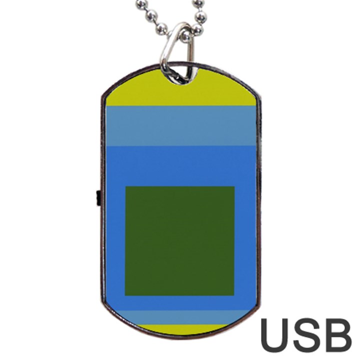 Plaid Green Blue Yellow Dog Tag USB Flash (Two Sides)