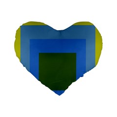 Plaid Green Blue Yellow Standard 16  Premium Heart Shape Cushions by Mariart