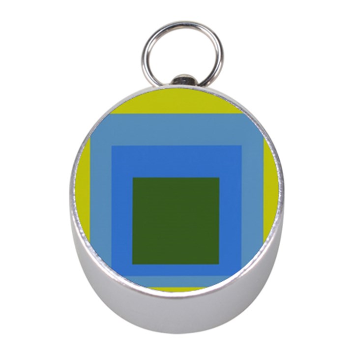 Plaid Green Blue Yellow Mini Silver Compasses