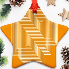 Orange Line Plaid Ornament (star) by Mariart