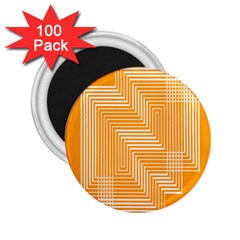 Orange Line Plaid 2 25  Magnets (100 Pack)  by Mariart