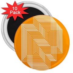 Orange Line Plaid 3  Magnets (10 Pack)  by Mariart