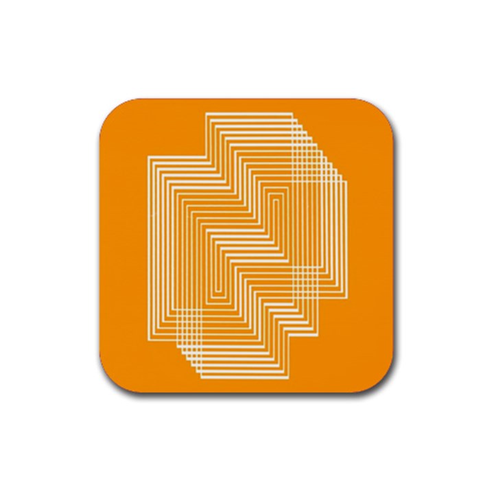 Orange Line Plaid Rubber Coaster (Square) 