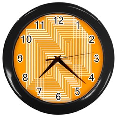 Orange Line Plaid Wall Clocks (black) by Mariart