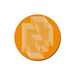 Orange Line Plaid Rubber Coaster (round) 