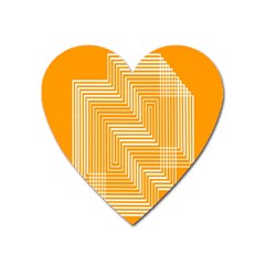 Orange Line Plaid Heart Magnet by Mariart