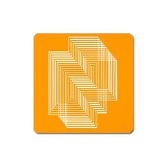 Orange Line Plaid Square Magnet by Mariart