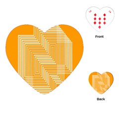 Orange Line Plaid Playing Cards (heart)  by Mariart