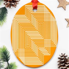 Orange Line Plaid Oval Ornament (two Sides) by Mariart