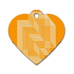 Orange Line Plaid Dog Tag Heart (One Side) Front