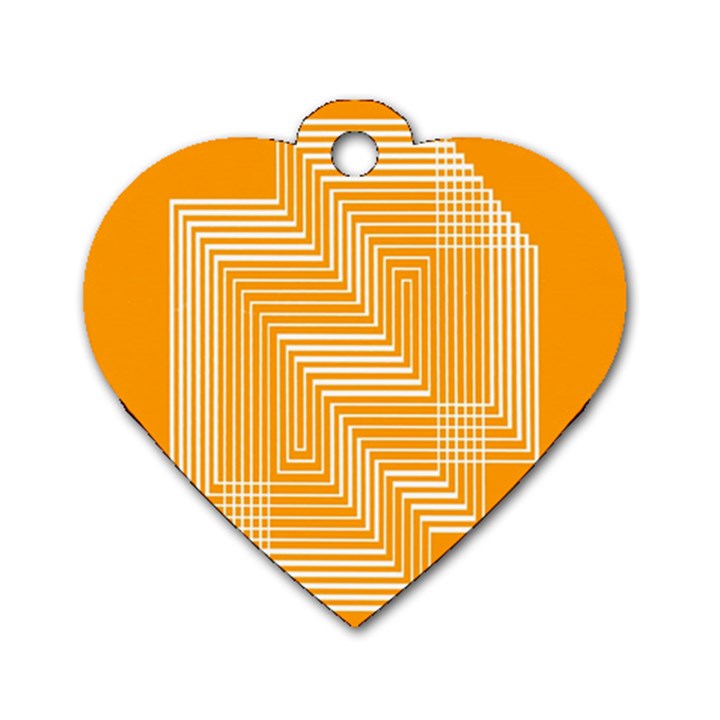 Orange Line Plaid Dog Tag Heart (One Side)