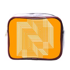 Orange Line Plaid Mini Toiletries Bags by Mariart