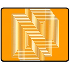 Orange Line Plaid Fleece Blanket (medium)  by Mariart