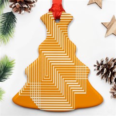 Orange Line Plaid Christmas Tree Ornament (two Sides) by Mariart