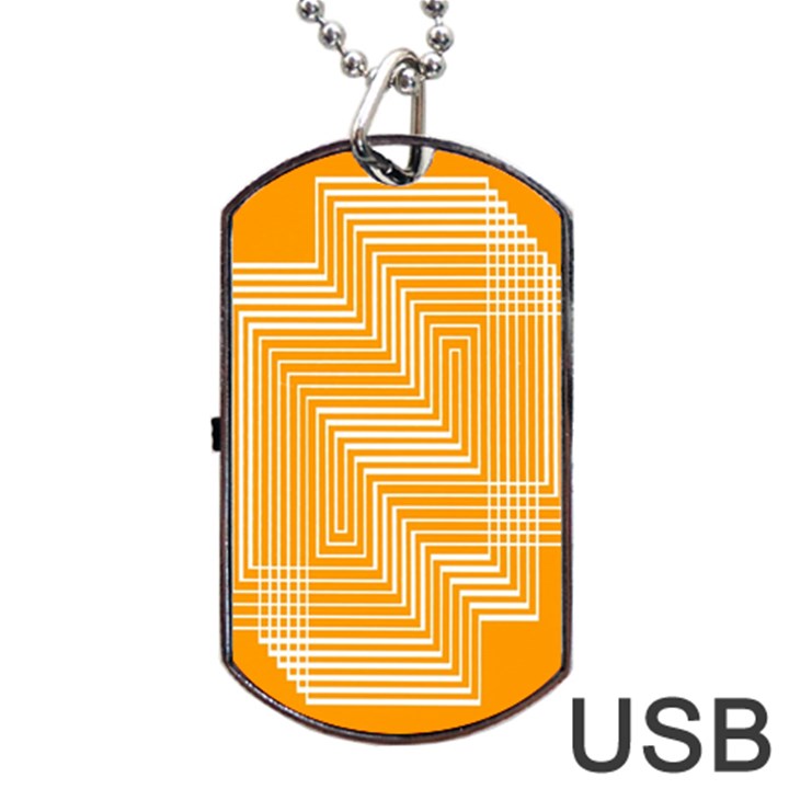 Orange Line Plaid Dog Tag USB Flash (Two Sides)