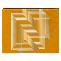 Orange Line Plaid Cosmetic Bag (xxxl)  by Mariart