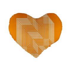 Orange Line Plaid Standard 16  Premium Heart Shape Cushions by Mariart