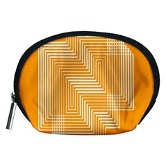 Orange Line Plaid Accessory Pouches (medium)  by Mariart